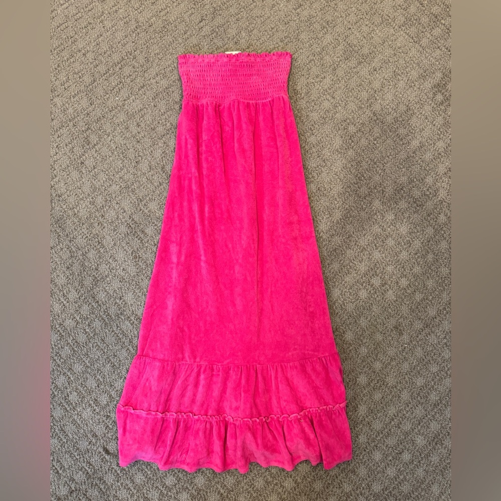 Terrycloth Strapless Maxi Dress